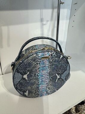 Brahmin lane in marine seville Snake-Print Crossbody Bag in Blue, Gray and Pink